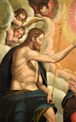 "Couronnement de la Vierge" école italienne du XVIIe - Romano Ischia